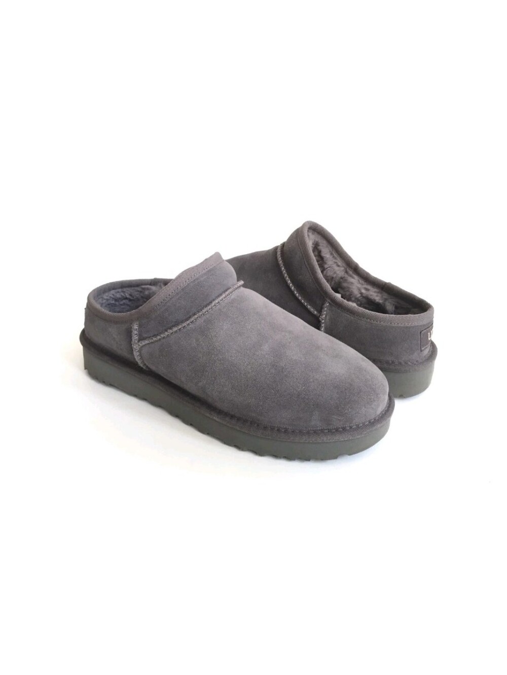 UGG WOMEN CLASSIC SUEDE SLIPPER GREY SHEARLING PULL ON SIZE US 8